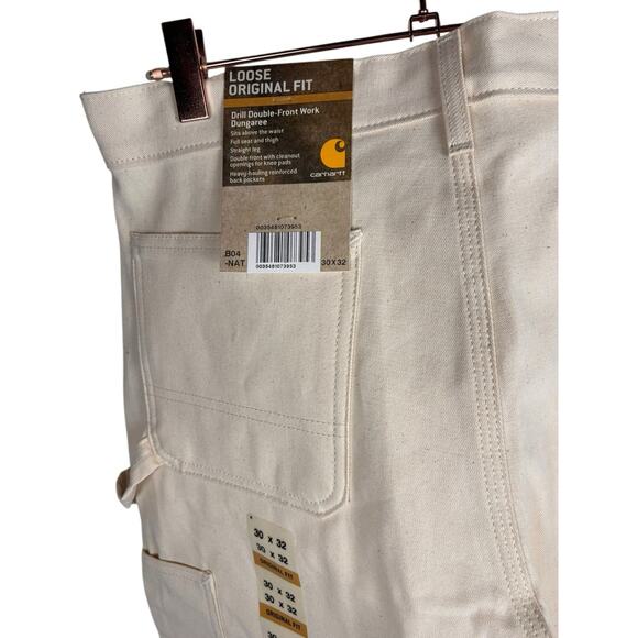 Rare Carhartt Men B04 Nat Drill Painter Dungaree Double Front Utility 30x32 NEW - Picture 1 of 6
